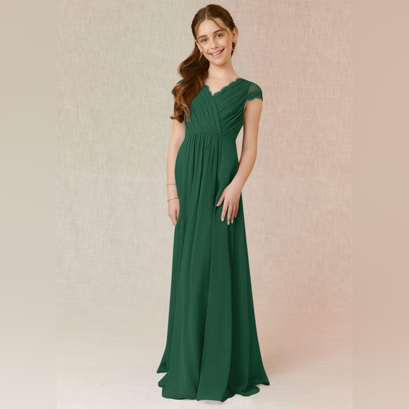 New Azazie Veda Dark Navy Blue Junior Bridesmaid Formal Girl Dress NWT - Picture 6 of 7